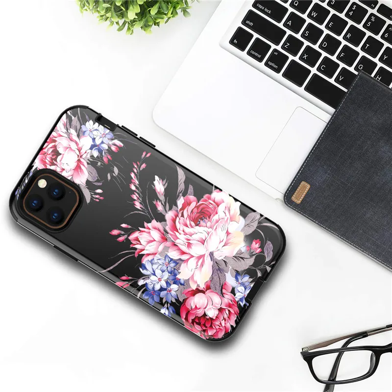 Защитный чехол для iPhone11Pro max 6,5 с мраморным цветком из полиуретана и кремния на 360 градусов, ударостойкая гибридная Броня