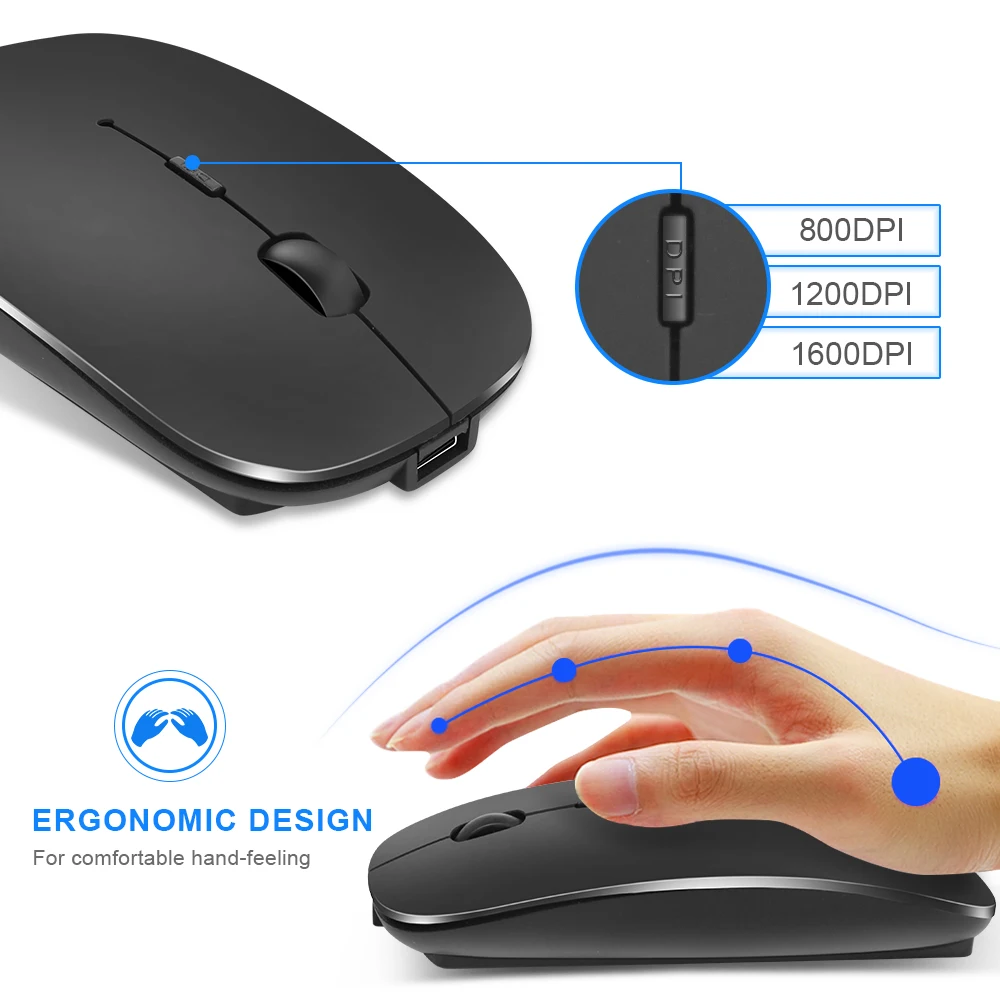 

2400 DPI USB Optical Wireless Computer Mouse 2.4GHz Receiver Super Slim Mouse For PC Laptop