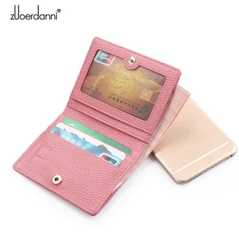 

Women Genuine Leather Wallet Lady Cow Natural Leather Mini Short Purse Card Holder Clutch Purses Fashion Female Small Wallets
