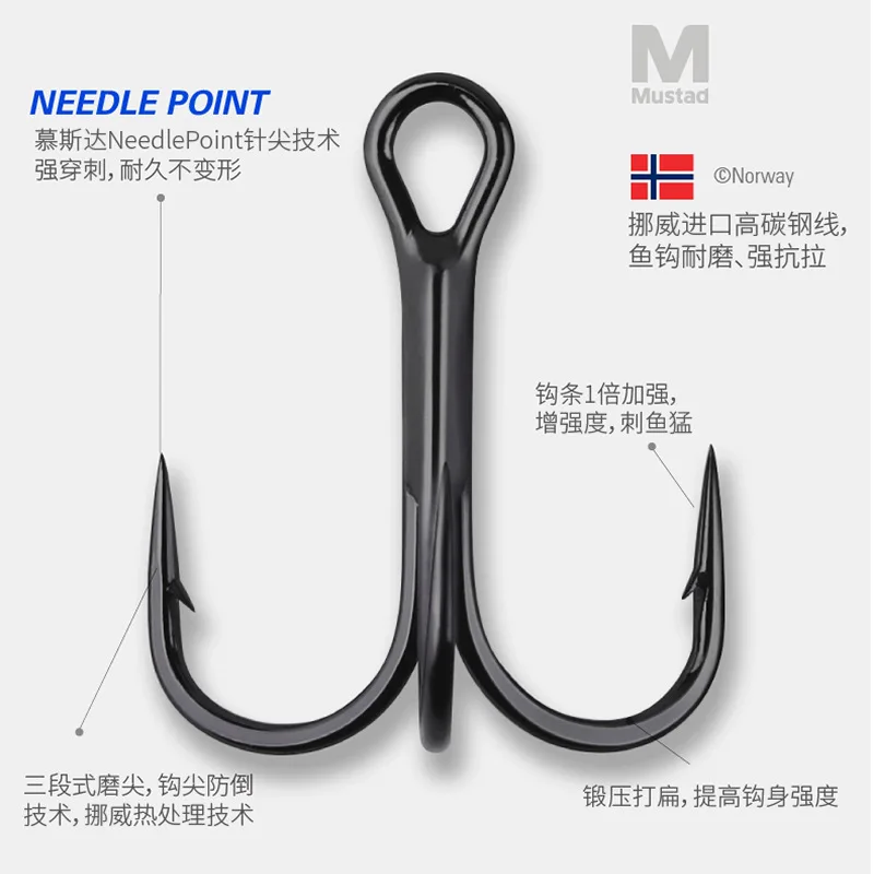 Крючок mustad TR78NP-BN с круглым дном двойной крепкий три крючка толстый высокопрочный тройной Якорный крючок дорожный крючок