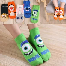 Носки с героями мультфильмов, забавные женские короткие носки, сумасшедшие животные, Джуди, кролик, Ник, Ститч, Clawhauser, Ститч, Mr. Q Tigger, женские хлопковые носки