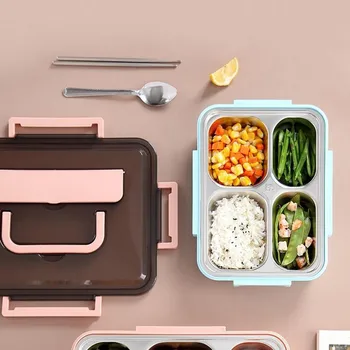 

Leakproof Stainless Steel Lunch Box Compartment Bento Box Portable Fast Food Heat-preserving Sealed Case Kitchen Food Container