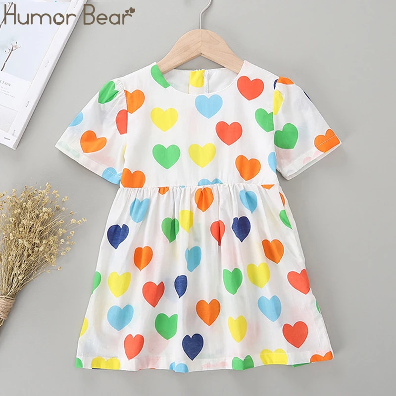 Летние платья Humor Bear для маленьких девочек хлопковая одежда с длинным рукавом