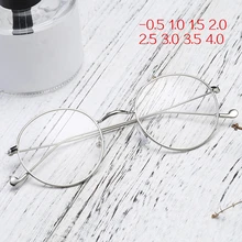 NYWOOH круглые очки для женщин, очки для близорукости, мужские ультралегкие прозрачные оптические очки градусов-0,5 от 1,0 до 4,0