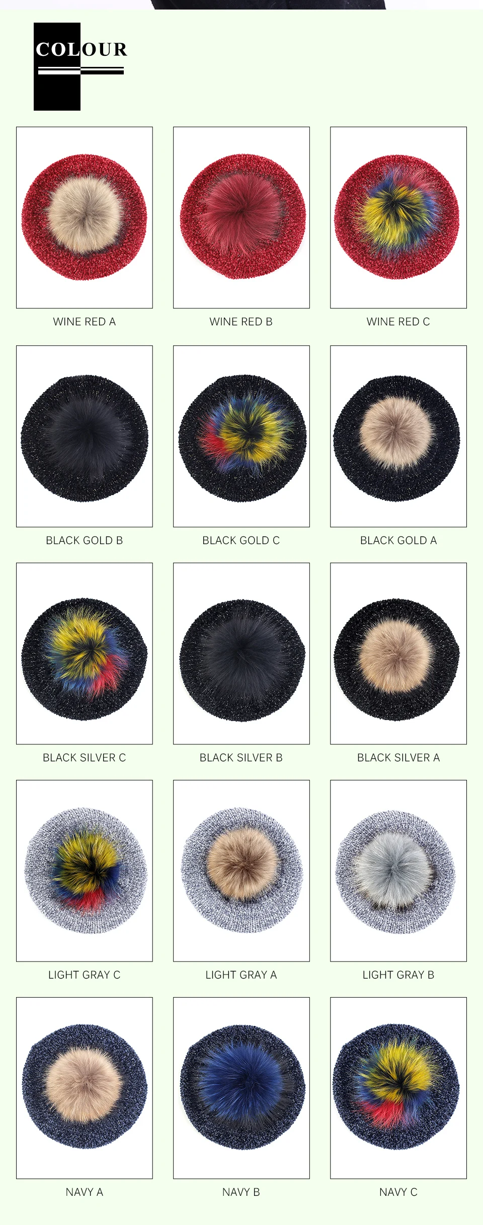 New Fashion Women Winter Chenille Material Berets Beanies With 15 cm Raccoon fur ball pompom Lady warm Knitted Skull Hat