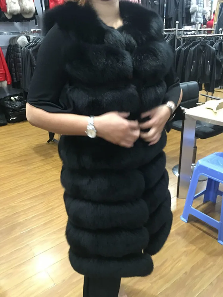 Роскошный Норковый жилет из искусственного меха XXL Женские пальто зима манто femme hiver длинный жилет с капюшоном из искусственного меха жилет FW132