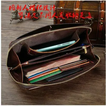 

Mens Real Cow Leather Clutch Wrist Handbag Zipper Handy Wallet Vintag