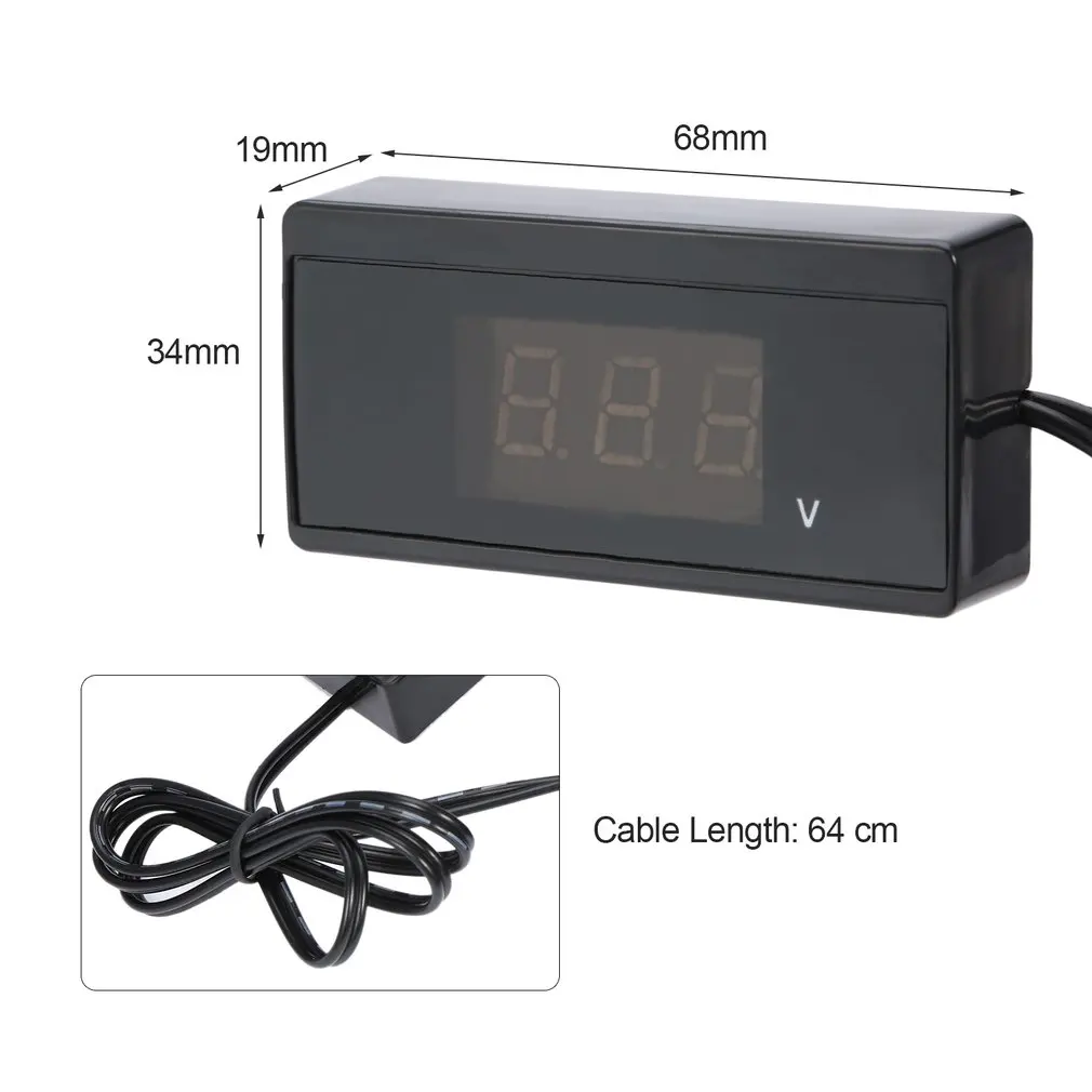 Стильный Мини цифровой авто аккумулятор Вольтметр термометр измеритель напряжения вольт тестер Манометр монитор внешний датчик температуры
