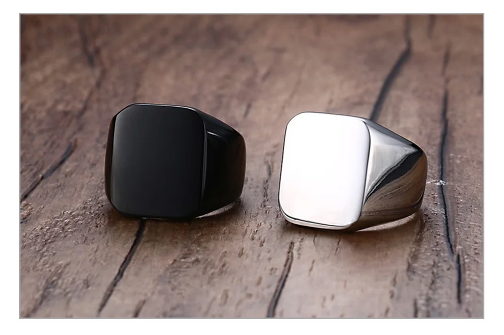 Vnox Anpassen HERO DAD Signet Ring für Männer Schwarz Edelstahl Punk Stempel Ring Sinnvolle Vater der Tag Birtthday Geschenk – Detail 6