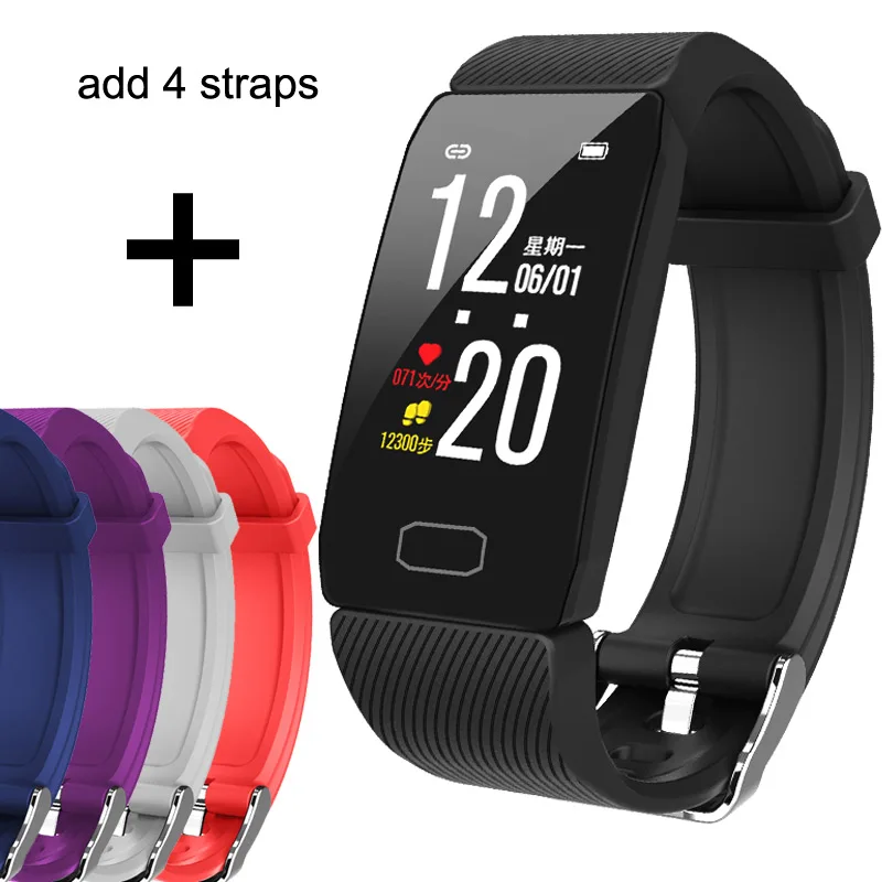Add 4 straps Смарт-Браслет фитнес-браслет измеритель артериального давления для мужчин t фитнес-трекер пульсометр водонепроницаемые Смарт-часы для женщин и мужчин - Цвет: Add 4 straps