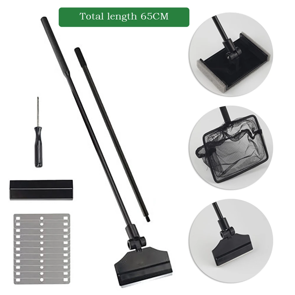 3 in 1 Aquarium Fish Tank Cleaning Tool Fish Tank Brush+Algae Scraper+Fish Net 110CM Aquarium Cleaning Set