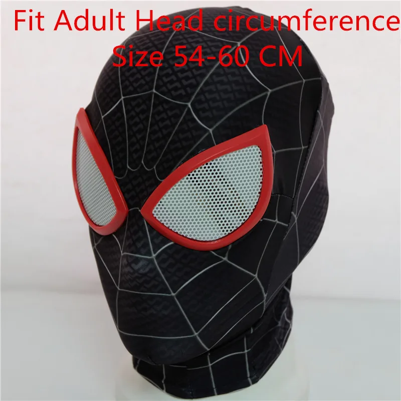 Для взрослых детей Удивительный Человек-паук Miles Morales Косплей Костюм лайкра спандекс Zentai костюм Спайдермен костюм комбинезон супергерой для мужчин - Цвет: Mask 1
