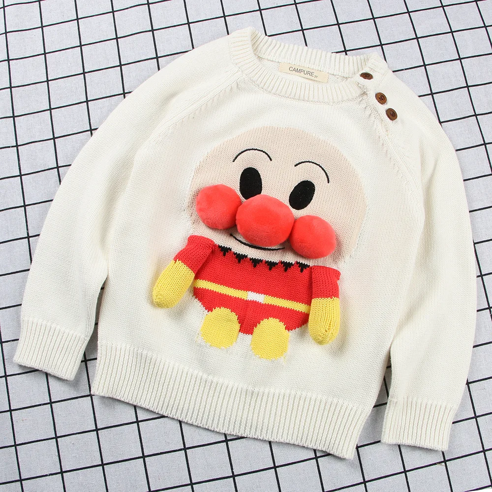 

2018 New Style Childrenswear Autumn And Winter Brushed And Thick CHILDREN'S Sweater Stereo Bread Superman Cartoon Handmade CHILD