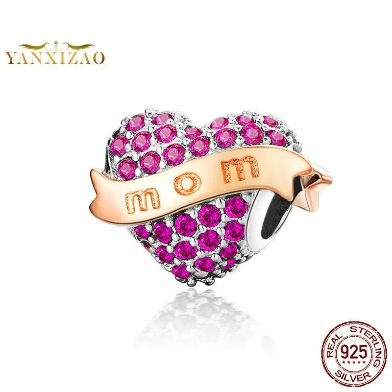 Сердце Diy аксессуары 925 серебро оригинальные разделительные бусины натуральный камень для изготовления ювелирных изделий Подходит pandora талисманы браслет
