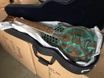 

Aiersi brand Vintage Rusty Distressed Bell Brass Resonator Guitar
