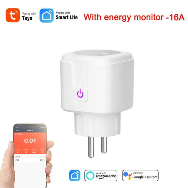 Enchufe Inteligente WiFi 16A. Con Medidor de Consumo. Control por App Smar  Life.