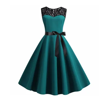 

Summer Dress Women 2020 Elegant Gray Vintage Party Dress Casual Office Ladies Work Dress Black