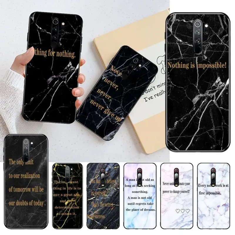 CUTEWANAN Inspirational quotes on marble Phone Case Cover for Redmi Note 8 8A 7 6 6A 5 5A 4 4X 4A Go Pro Plus Prime | Мобильные