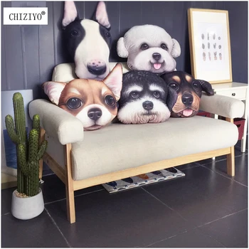 

38x48cm 3D Lovely Dog Plush Car Seat Cushion Without Filler Lumbar Support Living Room Soft Creative Dog Pillow Schnauzer Teddy