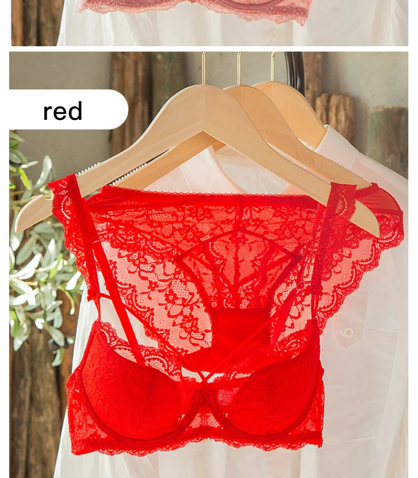 Sexy lace push-up bra and panty set plus size thin underwear A B C D E cup 95C 95D womens lingerie sets