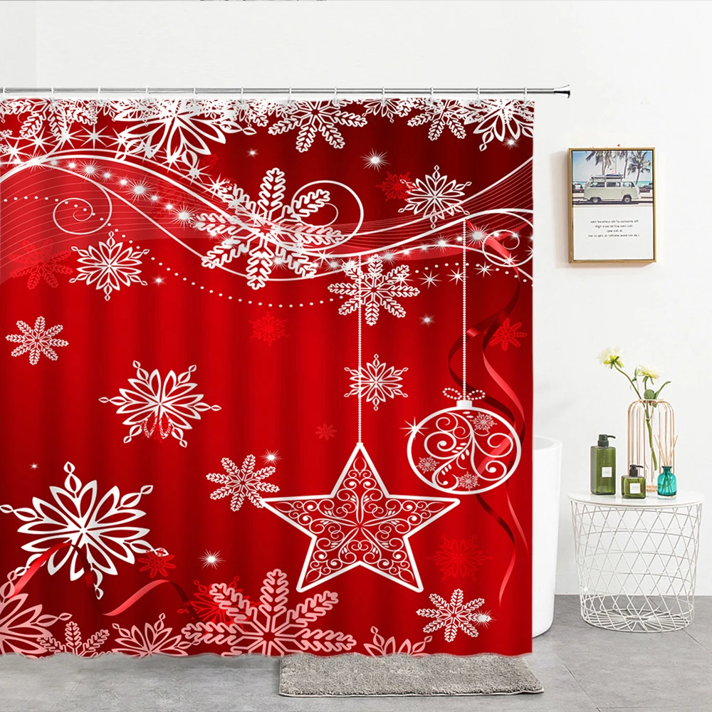 

Christmas Tree Santa Claus Shower Curtains 3d Bathroom Curtains Merry Christmas Home Decoration Waterproof Fabric Bath Screen