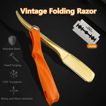 

2020 Men Shaving Barber Tools Hair Razor and Blades ABS Handle Folding Shaving Knife Zinc Alloy Straight Razor Holder G0611
