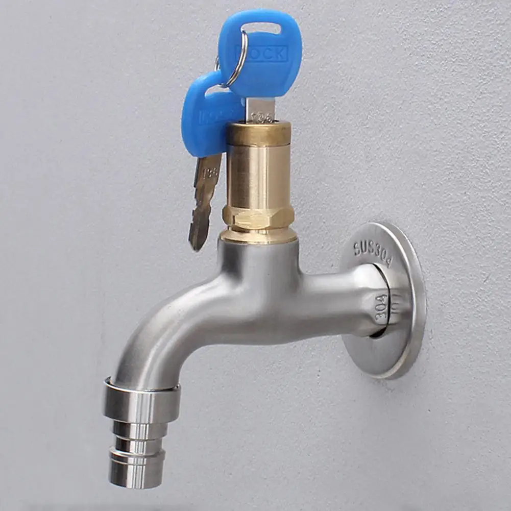 

DishyKooker Stainless Steel Quick Opening Ceramic Core Valve Faucet with Keys for Washing Machine