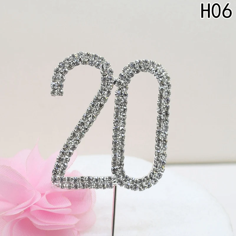 1 pcs High quality Crystal digital cake topper fork Features shiny wedding and Party decor accessories