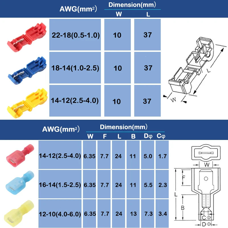 Wire Connectors Quick Electrical Cable Connectors Snap Splice Lock Wire Terminal Crimp Waterproof Electric Connector