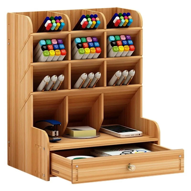 

Creative Multi-function Wooden Desktop Pen Holder Office School Stationery Storage Stand Case Desk Pen Pencil Organizer