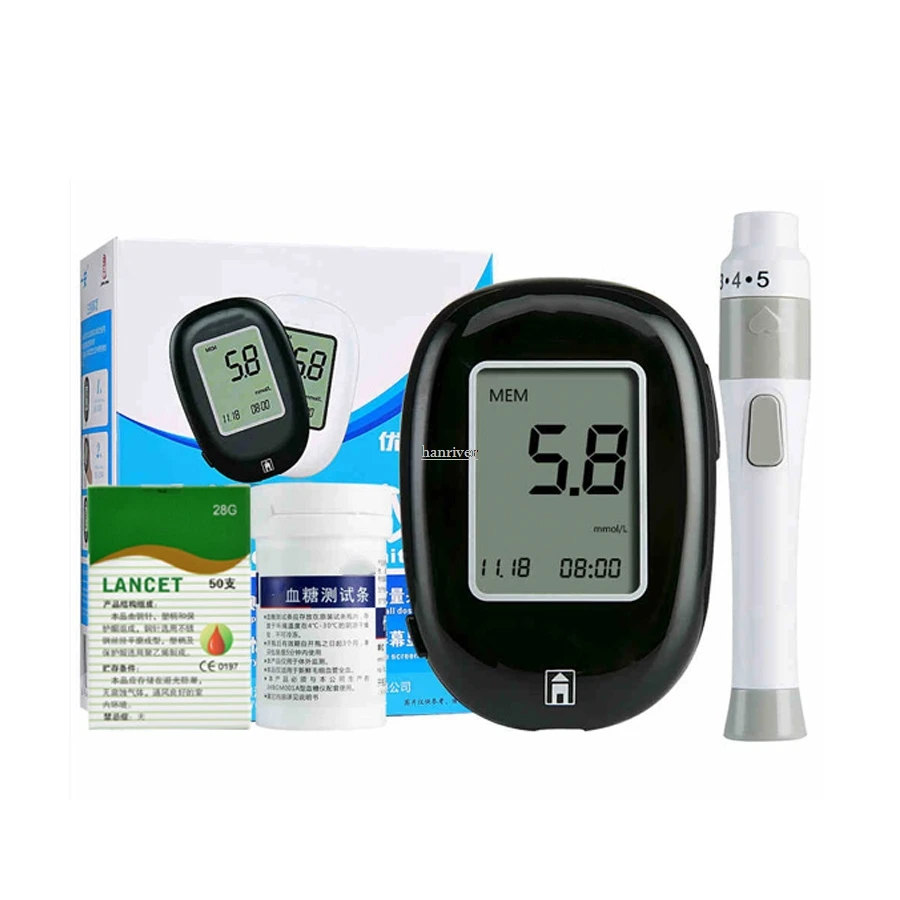 HANRIVER глюкометр бытовой автоматический точный измерительный прибор для измерения уровня сахара в крови инструмент от диабета+ 25 полосок