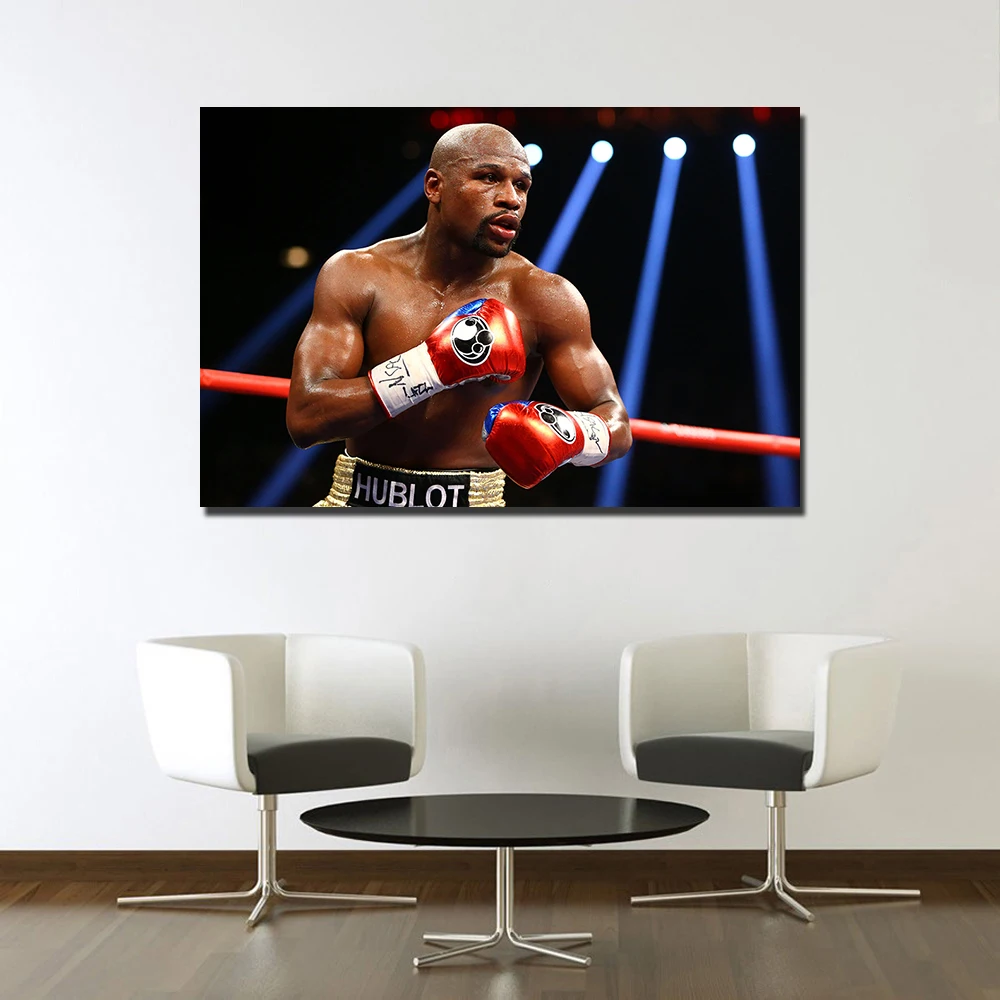 Boxing Floyd Mayweather Sports TREBLE CANVAS WALL ART Picture Print VA 