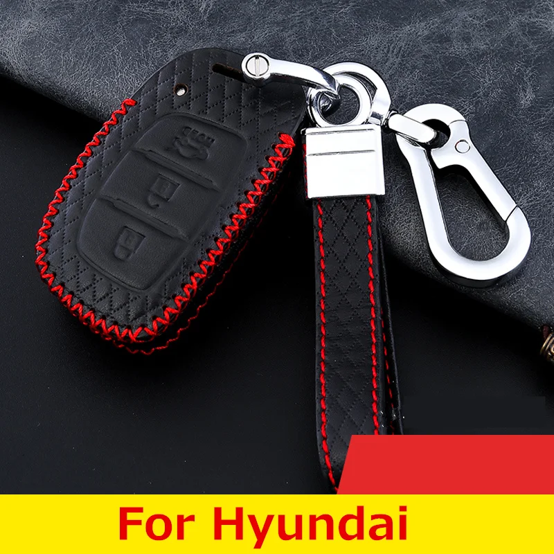 KUNIO Custodia Portachiavi In TPU Per Chiave Auto Hyundai - Modelli 2018-2021 (4 Bottoni) Con Portachiavi - Nero - 2