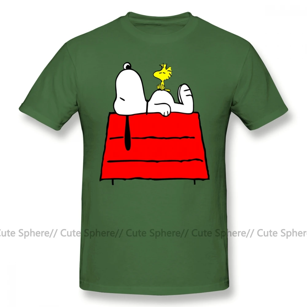 Футболка Peanuts Chill Out, Классическая футболка большого размера, 100 хлопок, графическая, с коротким рукавом, Мужская отличная футболка - Цвет: Army Green