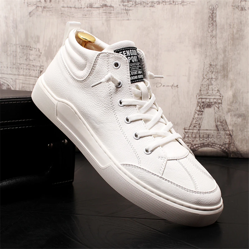 

Fashion Men Casual Shoes Genuine Leather Shoes Men Off White Shoes Breathable Casual Sneakers Men Loafers Lace-up Flat Men Shoes