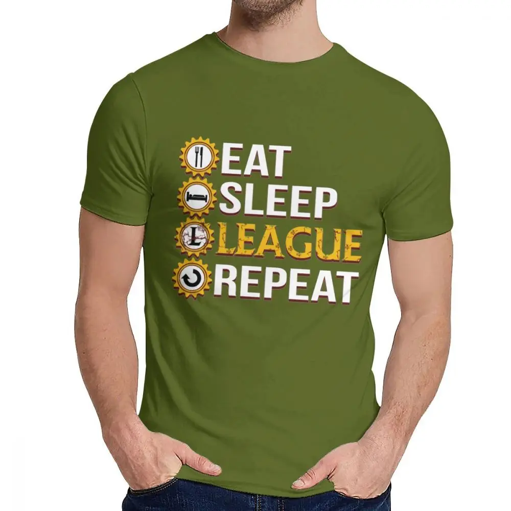 Круглый вырез Eat Sleep игровая Лига повторная футболка с кружевными рукавами принт Мужская Удобная футболка американский размер S-6XL - Цвет: Армейский зеленый