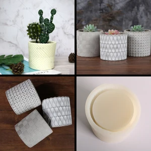 Цилиндр бетонный плантатор силиконовые формы для украшения дома ремесло горшок бетонный завод цемент ваза силиконовые формы 3D на заказ - изображение