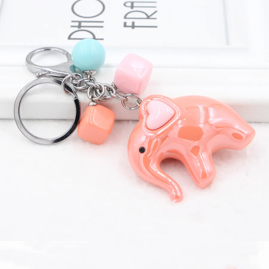 

Multi-color Elephant Acrylic Keychain Animal Key Chain Car Keyholder Key Rings Creative Cartoon Couple Bag Pendant Love Gift