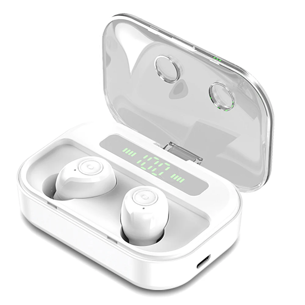 Белый Новинка Bluetooth 5,0 гарнитура TWS беспроводные наушники мини наушники M7S светодиодный цифровой дисплей стерео наушники игровые наушники - Цвет: Белый