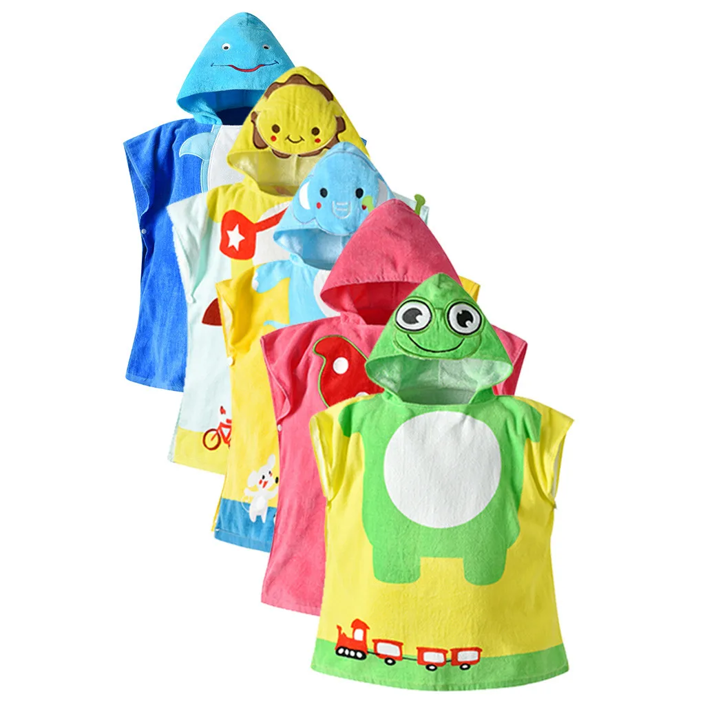 Банный халат для маленьких мальчиков и девочек, пончо с рисунком животных, банное полотенце с капюшоном, одежда