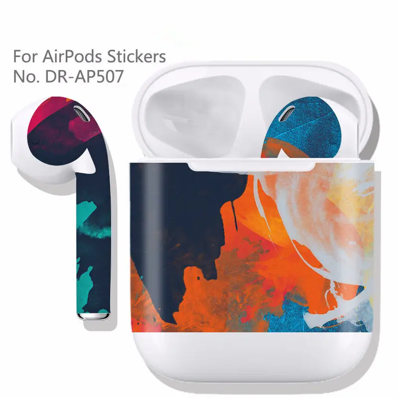 Цветной наушник наклейка кожи для Apple AirPods наушники стикер DIY индивидуальная Беспроводная зарядная коробка Защитная Наклейка