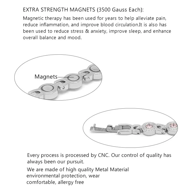 Женский серебряный магнитный браслет из нержавеющей стали, милый розовый 13 шт. брендовый Кристальный браслет для девушек, Почта Гонконга