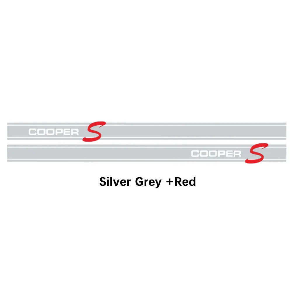silver and KK red 2 шт. двери боковые полосы юбка стикеры Cooper S Стайлинг графика винил кузова наклейка для MINI Cooper Clubman F54 аксессуары - Название цвета: silver and KK red