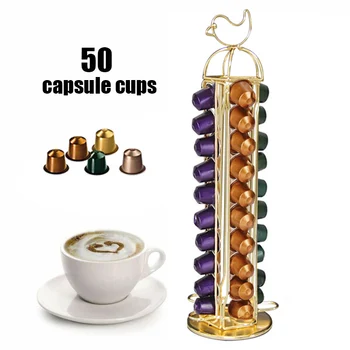 

Duolvqi Creative Birdcage Style Nespresso Capsule Holder Tower Stand Coffee Capsule Holder For 50 Nespresso Capsules Coffee Set
