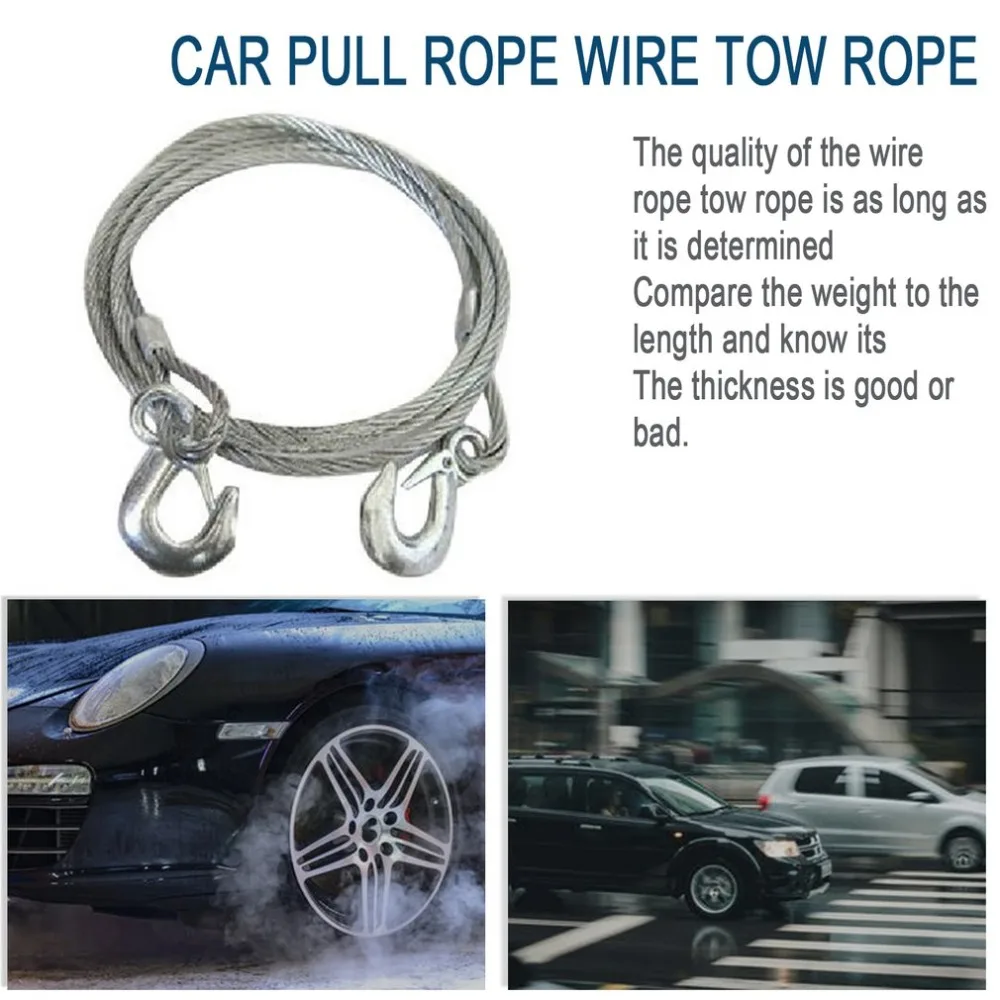Steel Wire Trailer Winch Replacement Strap 3.8m 5 ton Thick Car Trailer Belt Strong Pull Trailer with Safety Hooks