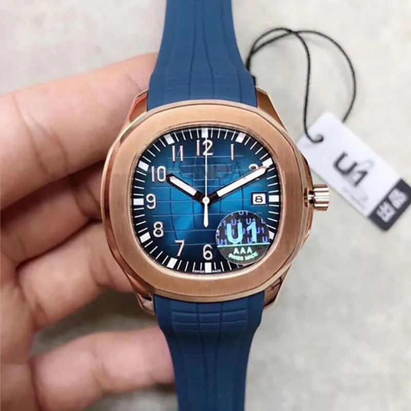 

Factory top Nautilus fashion casual men's watch Aquanaut 2813 automatic movement carved movement rubber strap blue