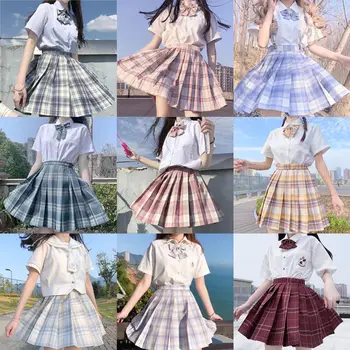 

New 2020 Fashion High Waist Pleated Plaid Skirt Korea Harajuku Japanese School Girls Dance Cute Sexy Mini A-line Skirts Cosplay