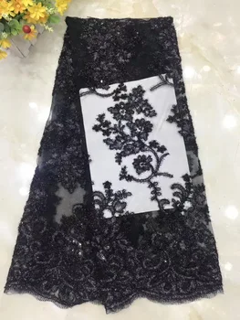 

NIAI African French Sequins Lace Fabric 2019 High Quality Lace Nigerian Tulle Mesh Lace Fabric For Women Wedding Dress