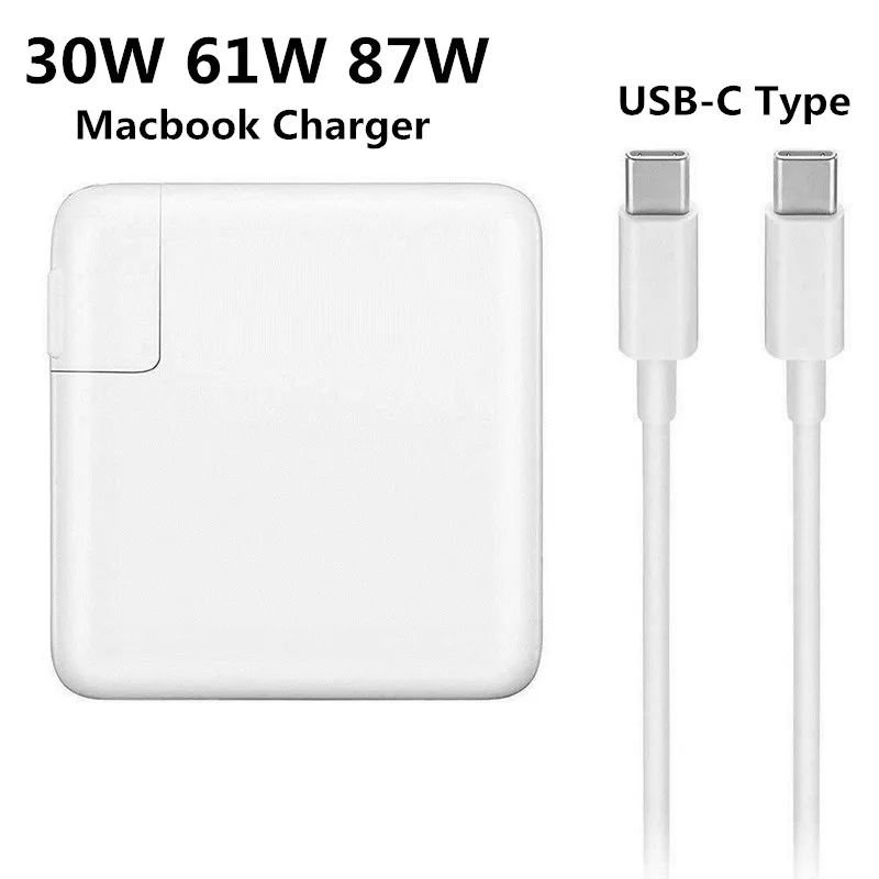 

High-Quality 1:1 OEM 30W 61W 87W USB-C Laptop Power Adapter Type-C PD Charger For Latest Macbook 12 13 15-inch iphone iPad ipod