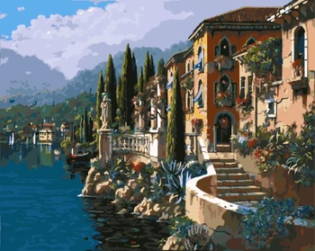

Europe Seascape Frameless DIY Painting By Numbers Home Decoration For Living Room DIY Digital Canvas Oil Painting GX7407 40*50cm
